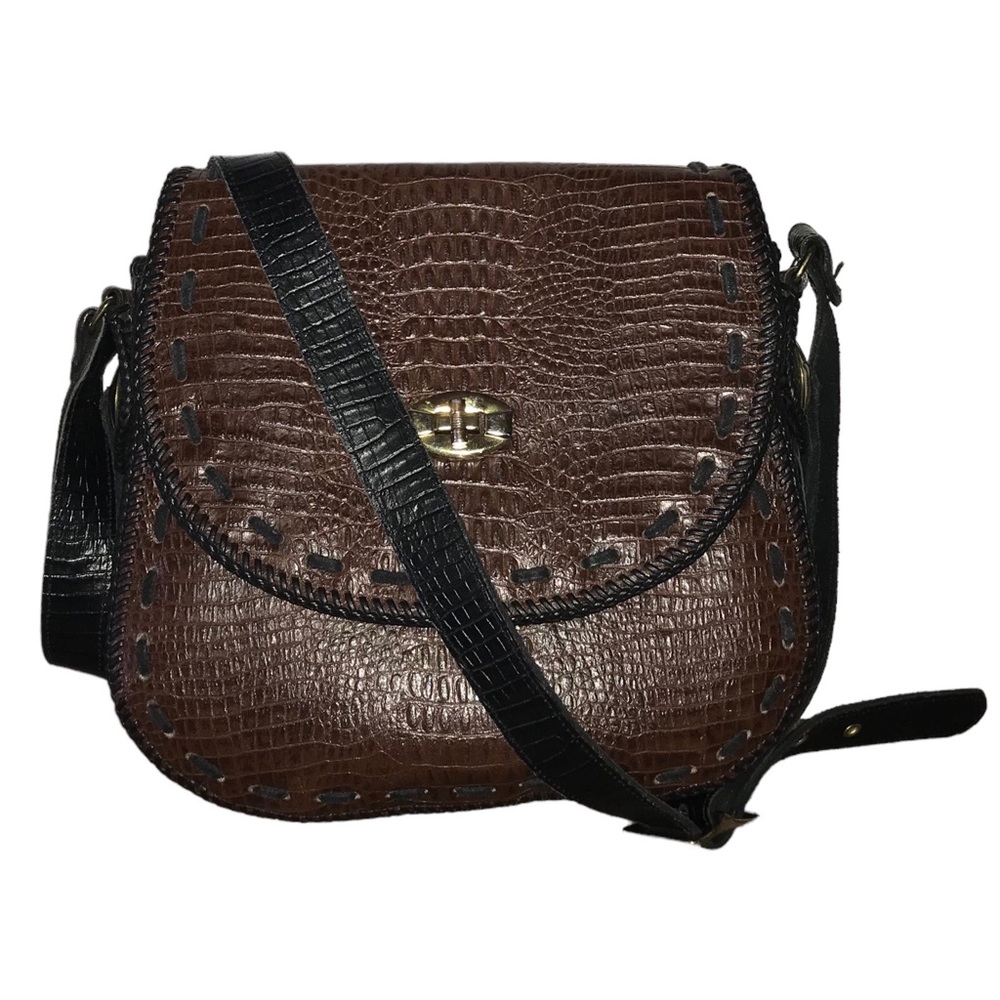 Vintage Crocodile Pattern Shoulder/ Crossbody Bag - image 2